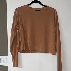 Tan long sleeve crop top